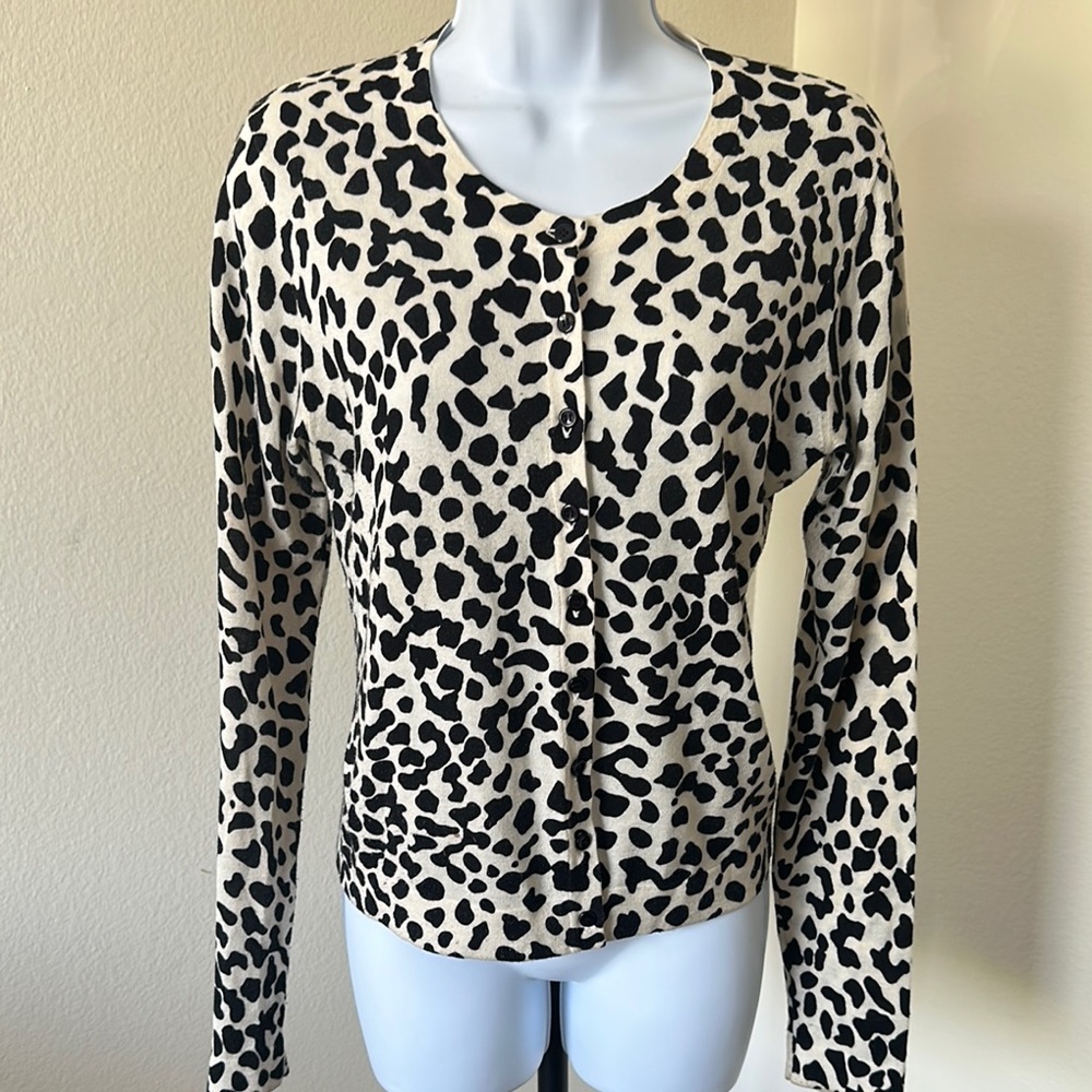 Diane Von Furstenberg Leopard Print Cardigan M